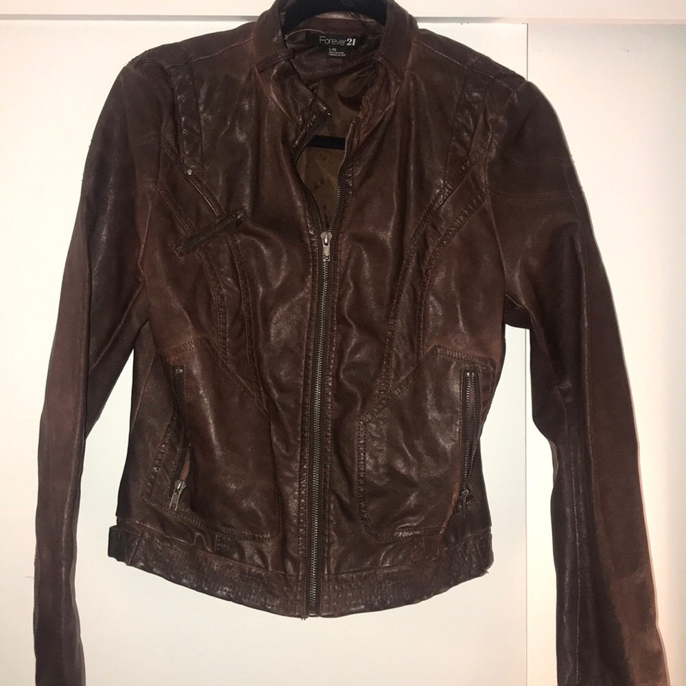 Brown faux leather jacket
